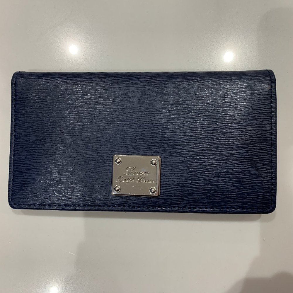 NWOT Ralph Lauren Saffiano Navy Leather Wallet